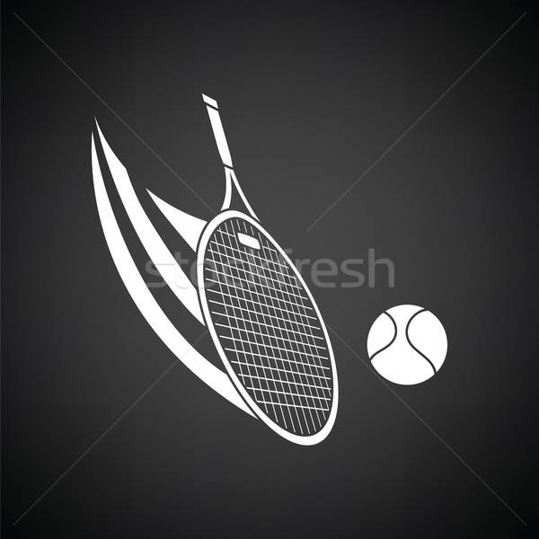 Tennisschläger Ball Symbol schwarz weiß Sport Körper Stock foto © angelp