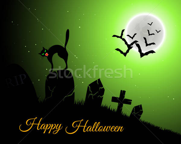 Halloween üdvözlőlap boldog elegáns terv temető Stock fotó © angelp