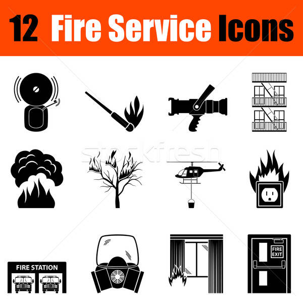 Stock photo: Set of fire service icons