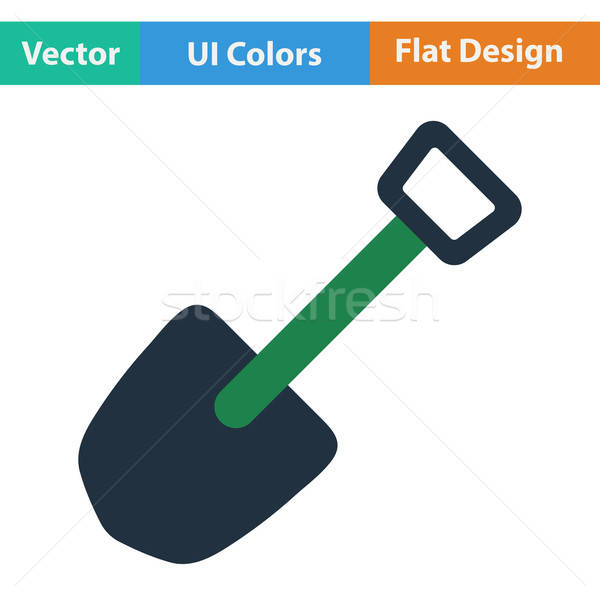 Stock photo: Flat design icon of camping shovel 