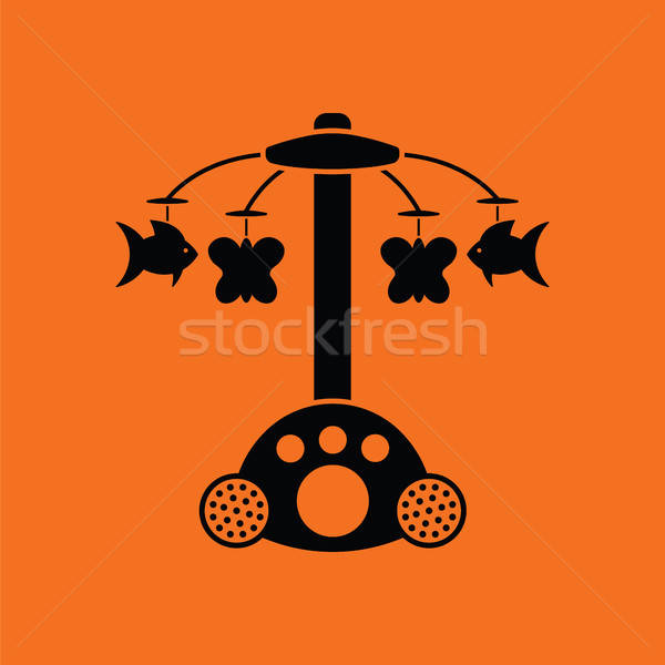Baby karuzela ikona pomarańczowy czarny szczęśliwy Zdjęcia stock © angelp