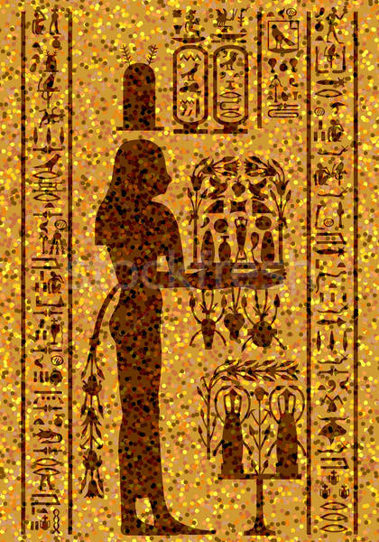 Egyiptomi freskó terv háttér ír sziluett Stock fotó © angelp