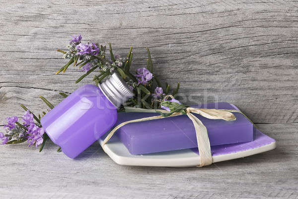 Rozmaring szappan gél ágak virágok öreg Stock fotó © angelsimon