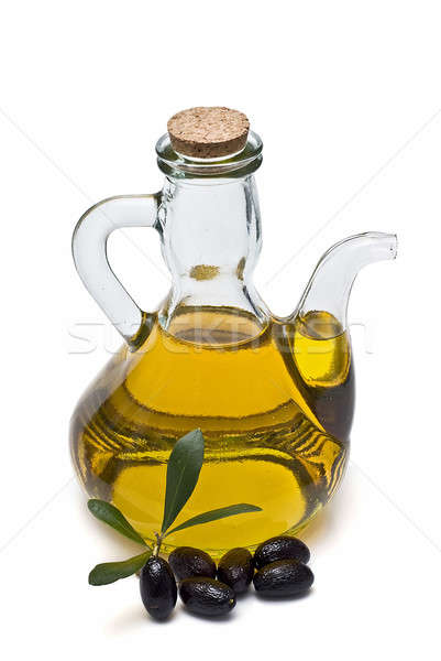 Oleju czarne oliwki dziewica oliwy oliwek odizolowany Zdjęcia stock © angelsimon