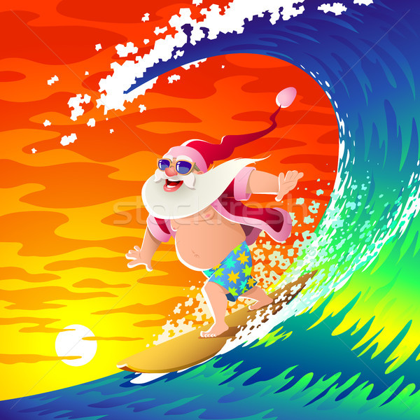 Glücklich Surfen groß Welle Stock foto © animagistr