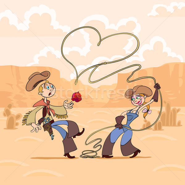 Valentine's Day of cowboy Stock photo © animagistr