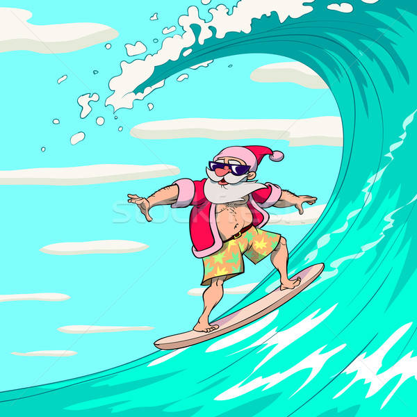 Surfing Santa Claus Stock photo © animagistr
