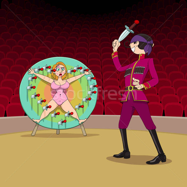 Valentine's Day of knife thrower Stock photo © animagistr