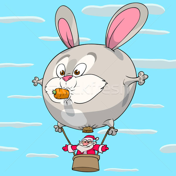 Liebre globo papá noel vuelo conejo globo Foto stock © animagistr