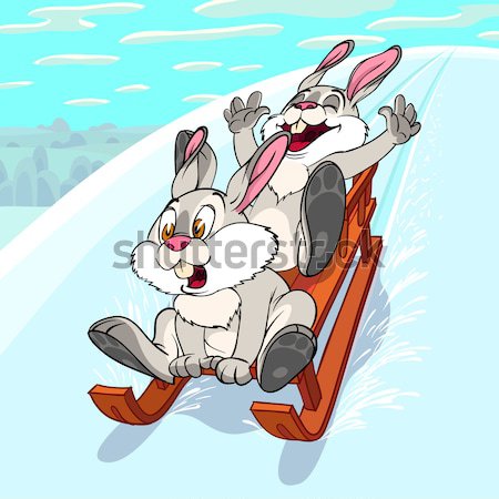 Sliding rabbits Stock photo © animagistr