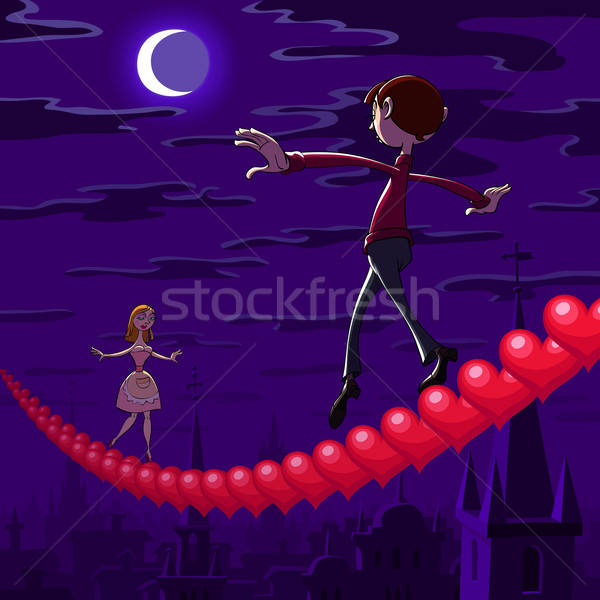 Valentine's night balancing Stock photo © animagistr