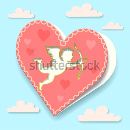 Día de san valentín tarjeta de felicitación nube arte ángel tarjeta Foto stock © animagistr