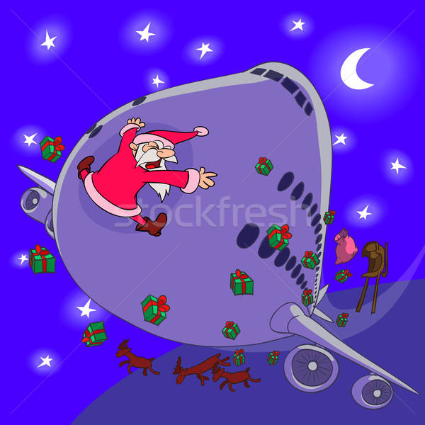 Santa Claus versus plane Stock photo © animagistr
