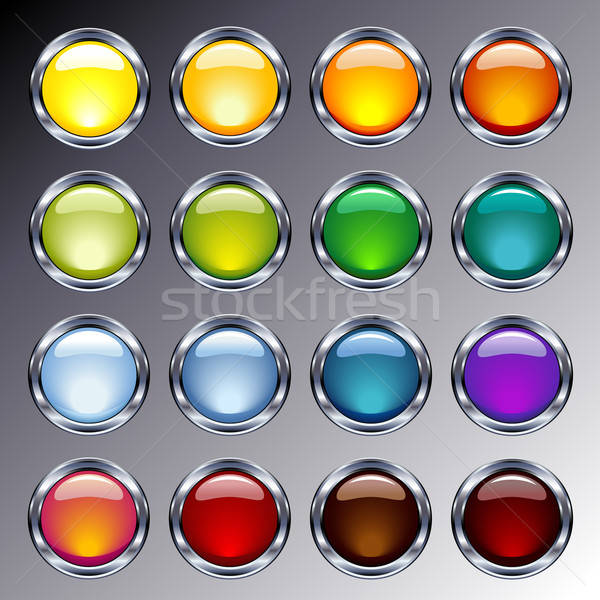 Parlak cam krom düğmeler ayarlamak farklı Stok fotoğraf © Anja_Kaiser