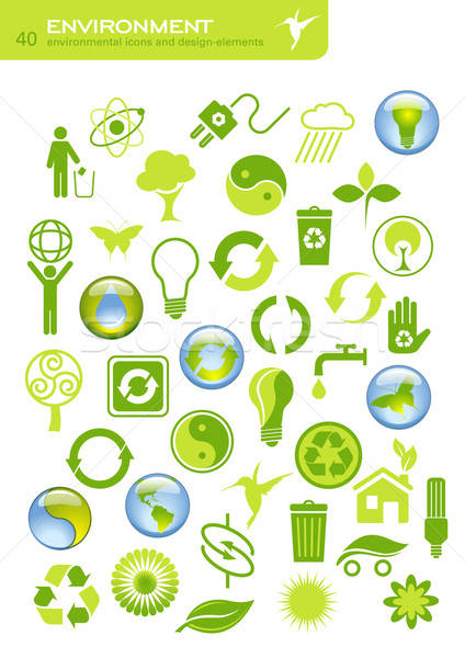 Eco 40 eenvoudige iconen milieu Stockfoto © Anja_Kaiser