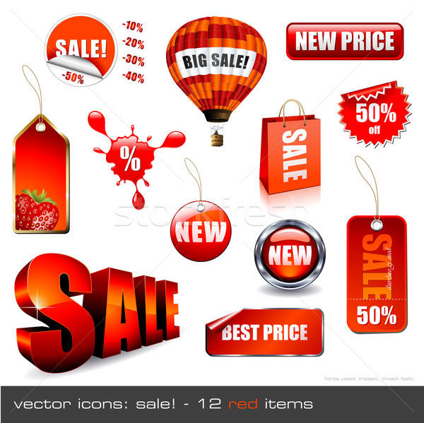 Vektor ikonok vásár 12 piros papír Stock fotó © Anja_Kaiser