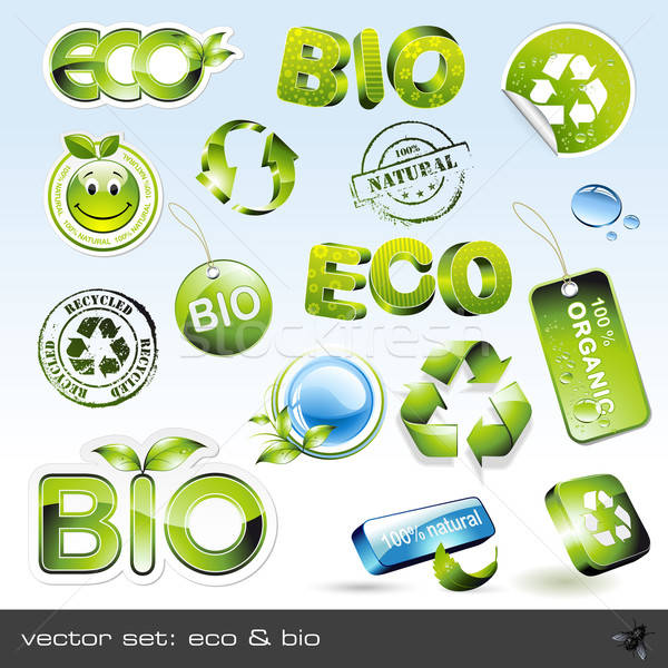 Vettore icone eco bio set 16 Foto d'archivio © Anja_Kaiser