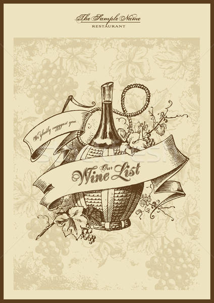 Menu wijn lijst dekken vintage illustratie Stockfoto © Anja_Kaiser