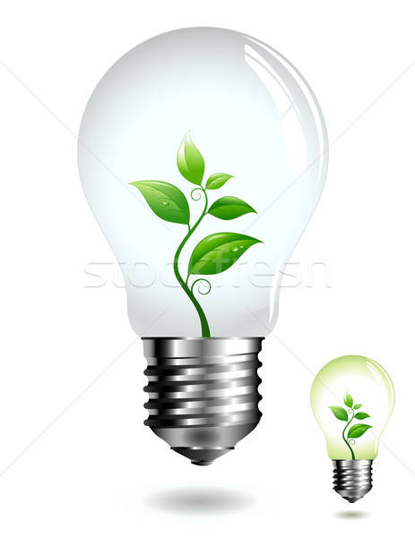 Foto stock: Eco · bombilla · verde · luz · ilustración · pequeño