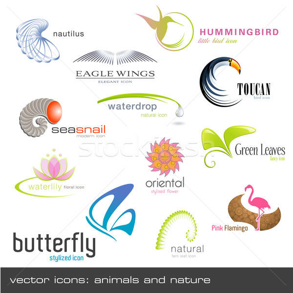 Stock photo: vector icons: animals and nature