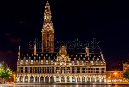 Iluminated University Library at night in Leuven, Belgium Stock photo © anmalkov