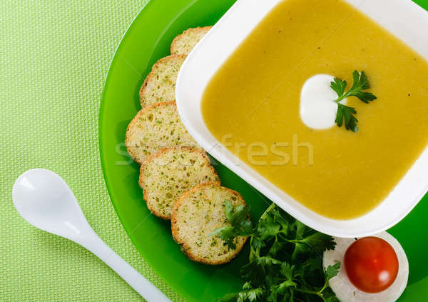 Vegetales crema sopa perejil rábano tomate Foto stock © anmalkov