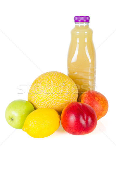 Fresh bottle of juice with fruits isolated on white  Stock photo © anmalkov