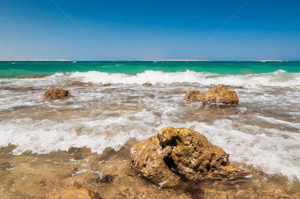 Piękna lazur fale skał Egipt Zdjęcia stock © anmalkov