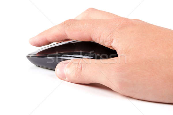 Black touch wireless modern computer mouse in hand isolated Stock photo © anmalkov
