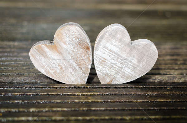 Two wooden hearts Stock photo © anmalkov