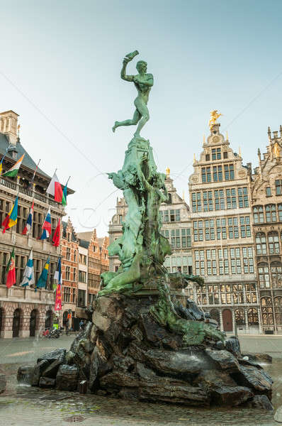 Antwerp's city hall with the Brabo fountain on the Great Market  Stock photo © anmalkov