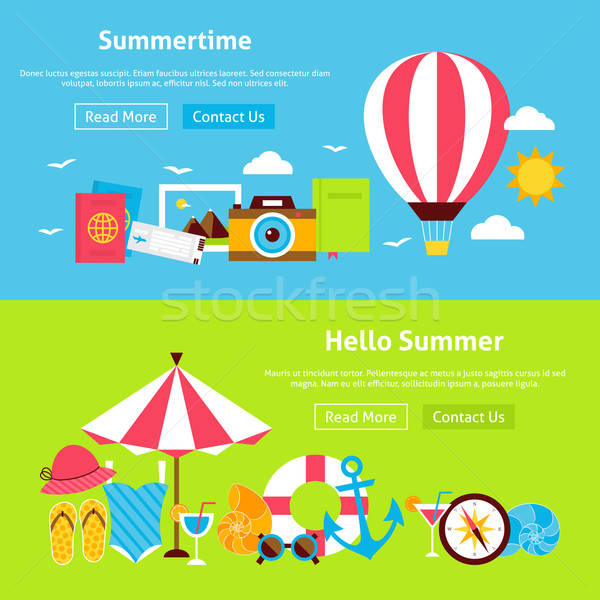 Summer Time Flat Website Banners Set Stock photo © Anna_leni