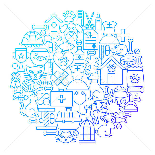 Pet Clinic Line Icon Circle Design Stock photo © Anna_leni