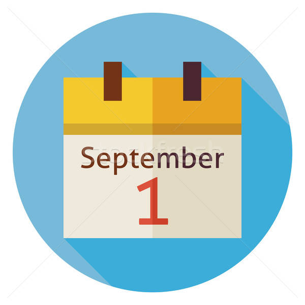 Flat Back to School September Calendar Circle Icon with Long Sha Stock photo © Anna_leni