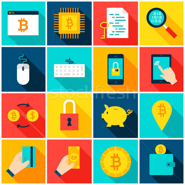 Bitcoin Cryptocurrency Colorful Icons Stock photo © Anna_leni