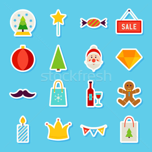 Merry Christmas Stickers Stock photo © Anna_leni
