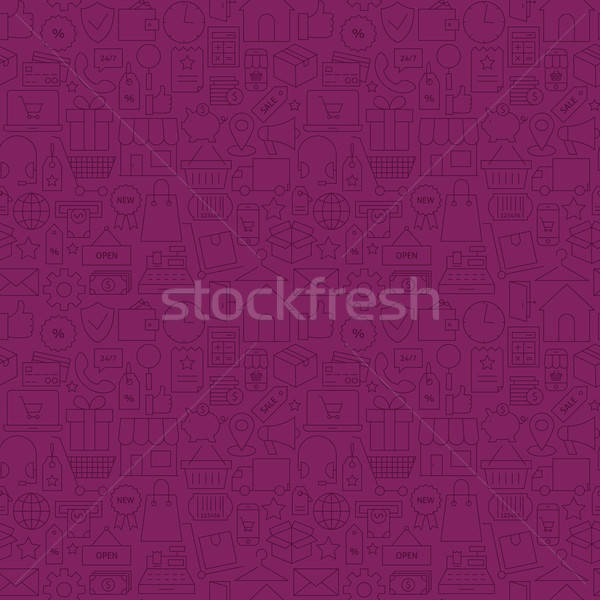 Thin Line Internet Shopping Dark Purple Seamless Pattern Stock photo © Anna_leni