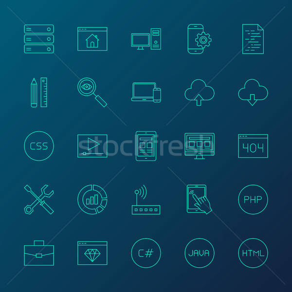 Codificación recursos línea iconos vector establecer Foto stock © Anna_leni