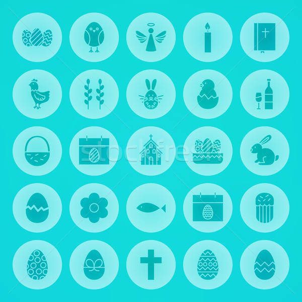 Stock photo: Easter Solid Circle Icons