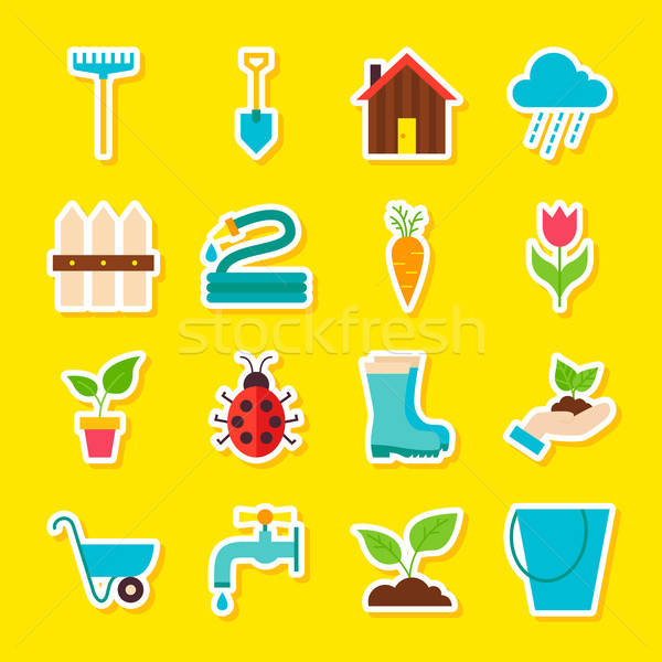 Spring Gardening Stickers Stock photo © Anna_leni