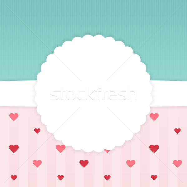 Blue and pink stripped card template with hearts Stock photo © Anna_leni