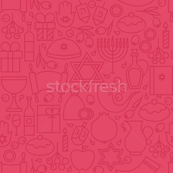 Thin Happy Hanukkah Line Holiday Seamless Pink Pattern Stock photo © Anna_leni