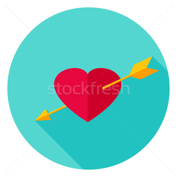 Arrow Pierced Heart Circle Icon Stock photo © Anna_leni