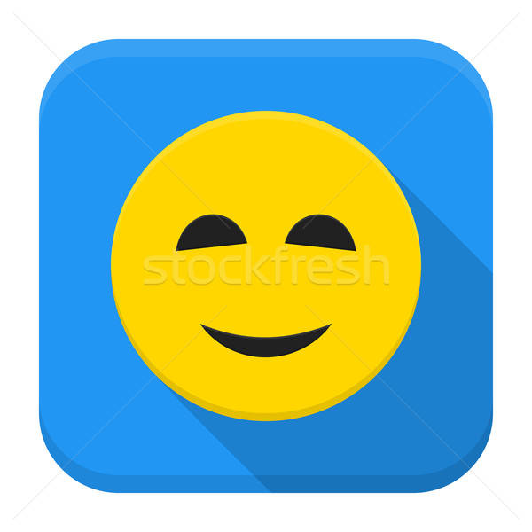 Smiling yellow smile app icon with long shadow Stock photo © Anna_leni