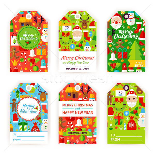 Merry Christmas Gift Tag Labels Stock photo © Anna_leni