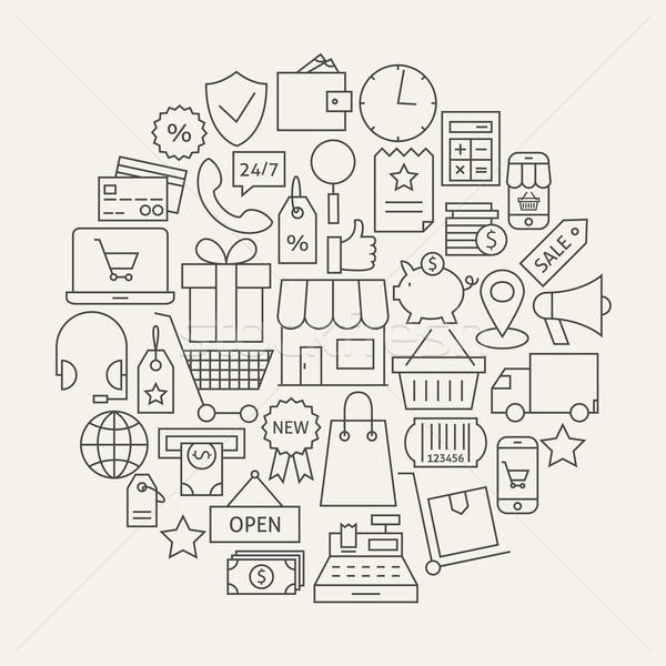 Shopping and E-commerce Line Icons Set Circular Shaped Stock photo © Anna_leni