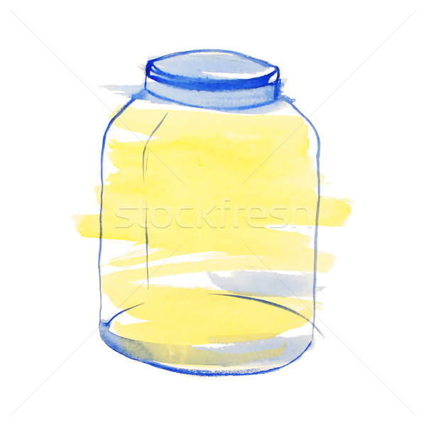 Watercolor blue and yellow jar Stock photo © Anna_leni