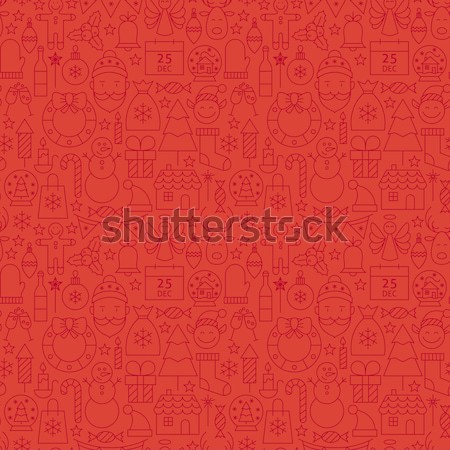 Thin Medical Line Health Care Red Seamless Pattern Stock photo © Anna_leni