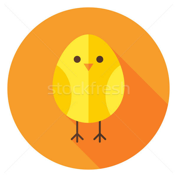 Yellow Chicken Circle Icon with long Shadow Stock photo © Anna_leni