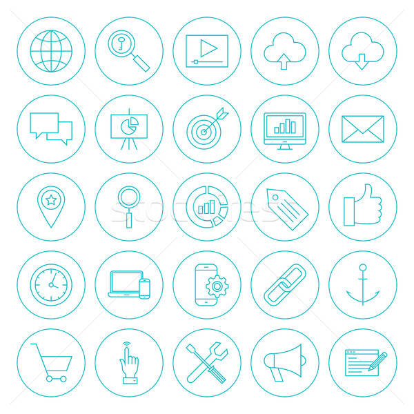 Stock photo: Line Circle SEO Icons